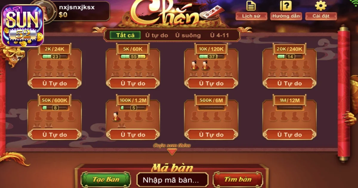 Hướng dẫn cách chơi game bài Chắn Sun52 đơn giản