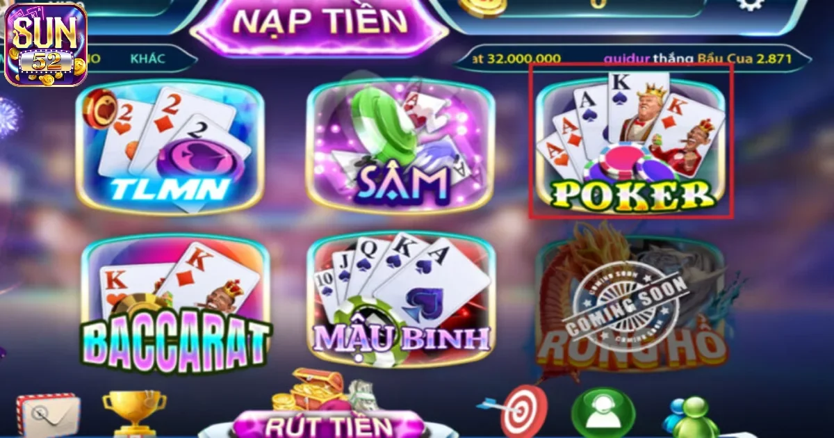 Luật chơi game bài Poker Sun52 dễ hiểu nhất